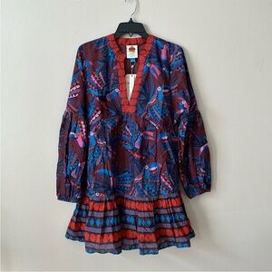 FARM Rio Vibrant Red and Blue Mini Dress